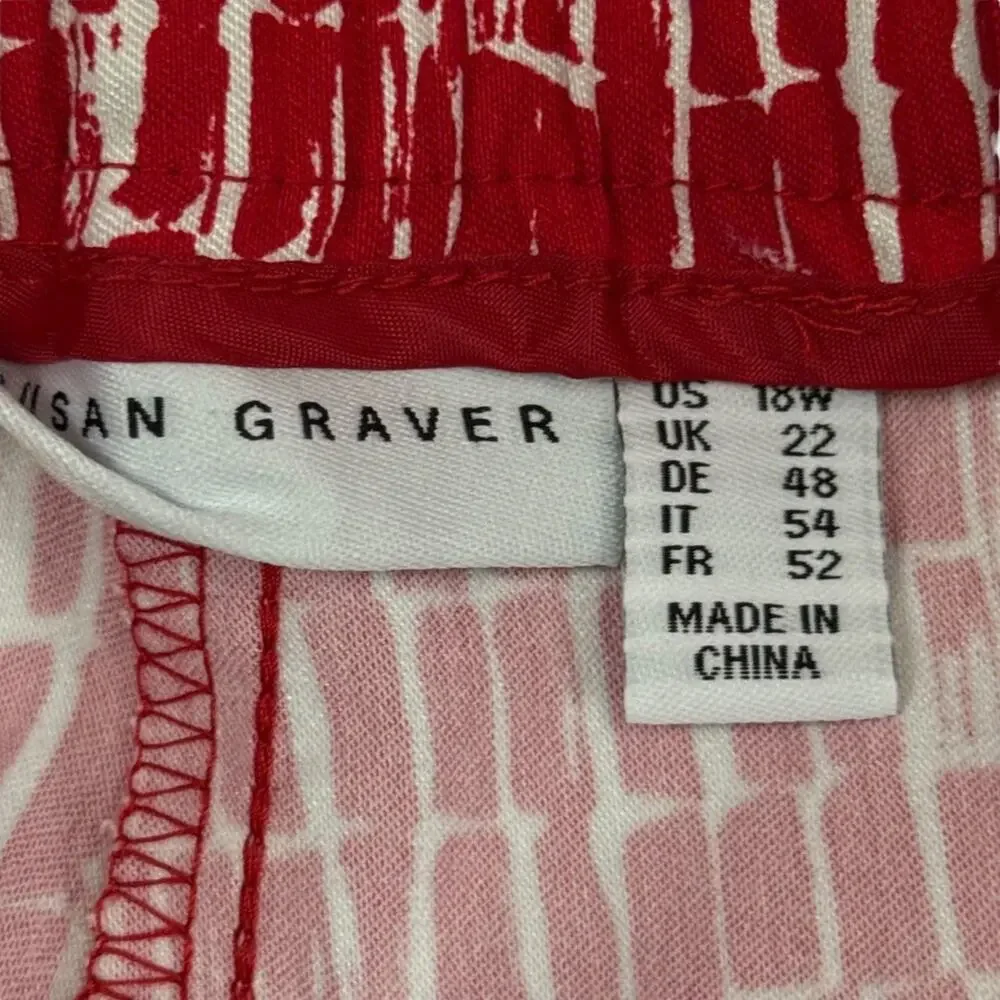 Susan Graver Womens Red White Zip Fly Stretch Elastic Waist Pants Printed 18 W - Picture 16 of 16
